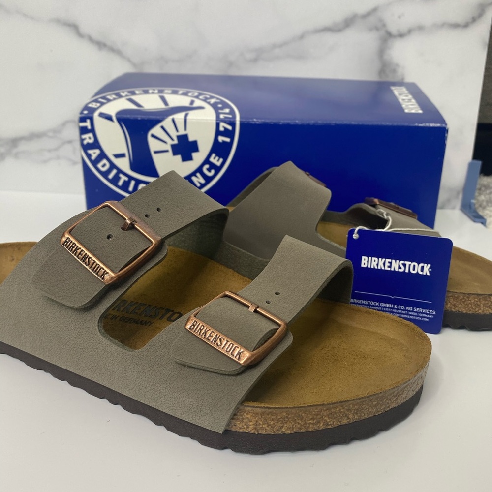 Birkenstock Arizona Birkibuc Sandals Stone Color